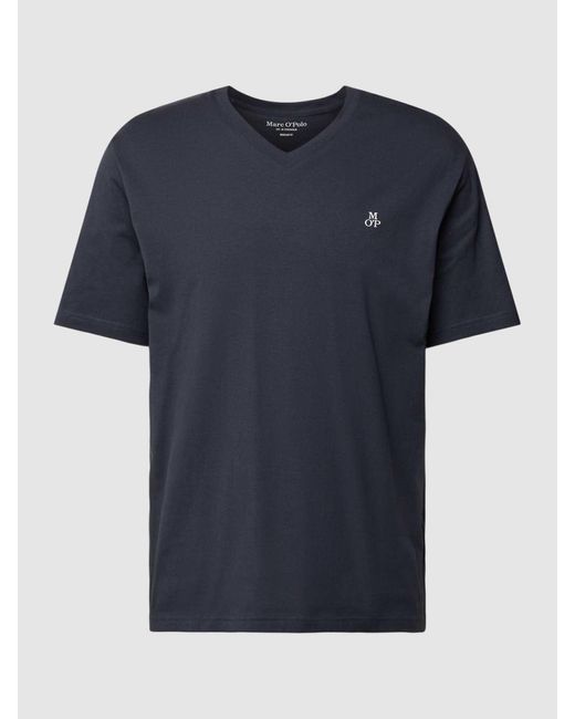 Marc O' Polo T-Shirt mit V-Ausschnitt in unifarbenem Design in Blue für Herren