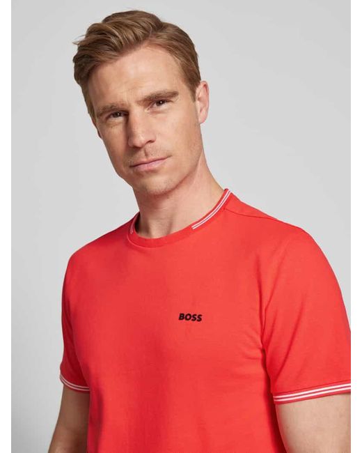 Boss T-Shirt Mit Label-Print Modell 'Taul' in Red für Herren