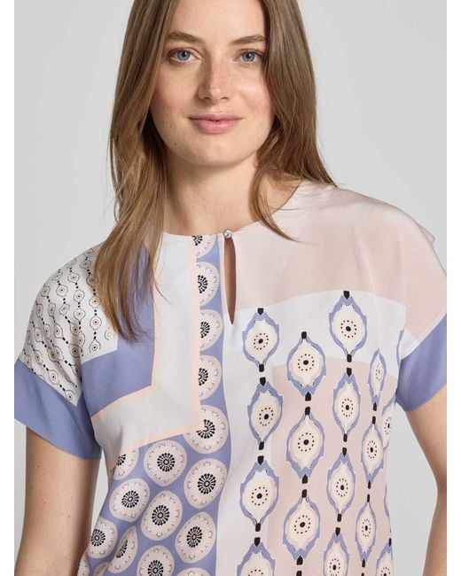 Marc Cain Regular Fit Blouse Van Viscosemix Met Druppelvormige Hals in het Multicolor