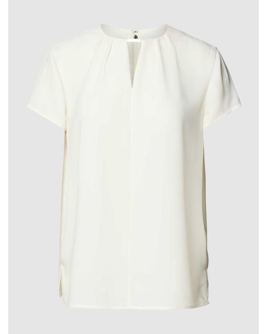 Calvin Klein White Blusenshirt mit Schlüsselloch-Ausschnitt