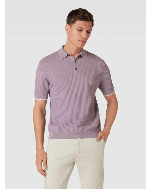 Emporio Armani Regular Fit Poloshirt mit Strukturmuster in Purple für Herren