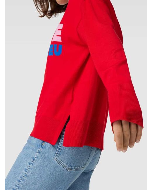 Milano Italy Red Sweatshirt mit gerippten Abschlüssen