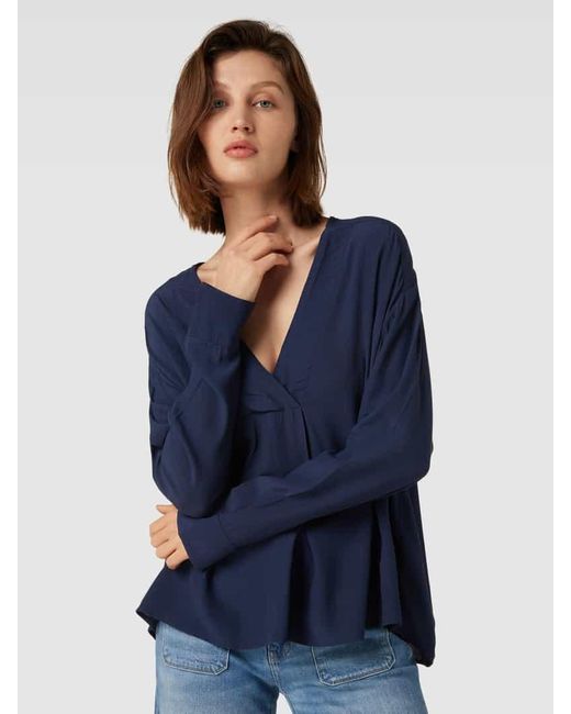 Esprit Blue Bluse aus Viskose mit V-Ausschnitt
