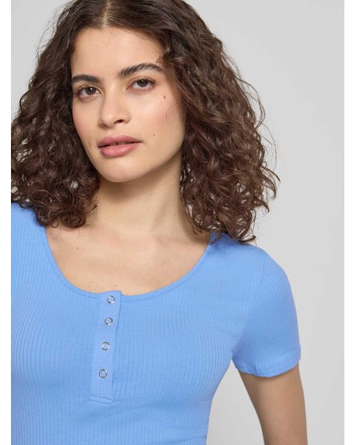 Pieces Slim Fit T-Shirt Van Katoenmix Model 'Kitte' in het Blue