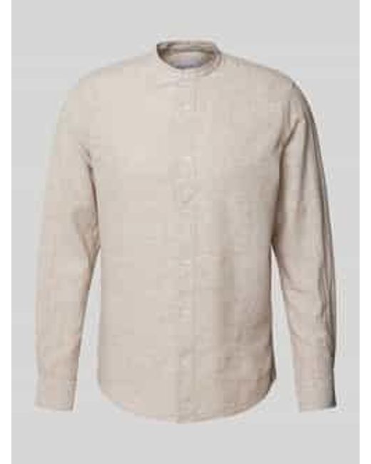Only & Sons Slim Fit Linnen Overhemd Met Opstaande Kraag in het Natural voor heren