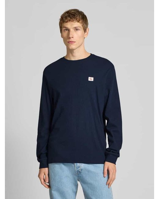 Calvin Klein Longsleeve mit Strukturmuster in Blue für Herren