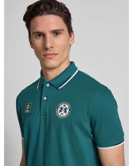 Christian Berg Men Poloshirt Met Korte Knoopsluiting En Labelprints in het Green voor heren