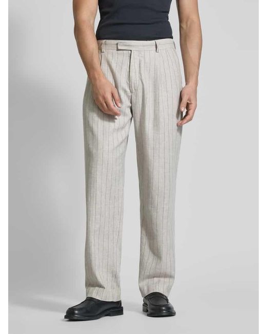SELECTED Regular Fit Leinenhose mit Bundfalten in Gray für Herren