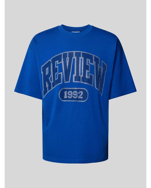 Review Oversized T-Shirt mit Label-Print in Blue für Herren