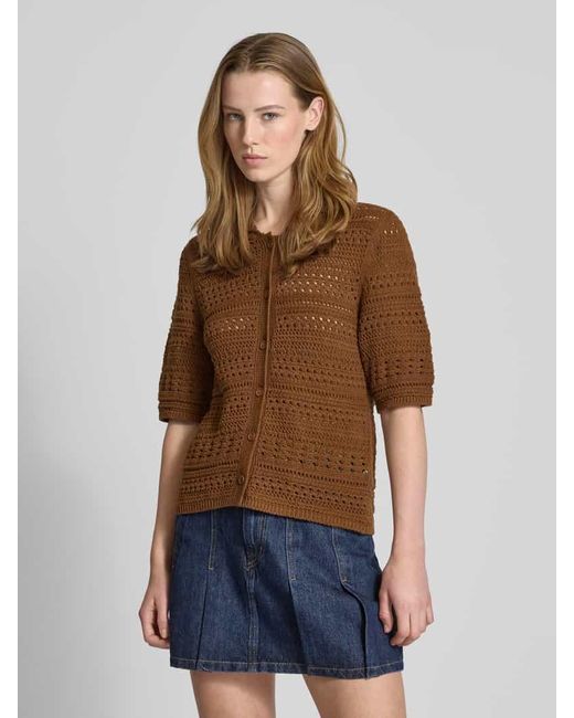 Marc O' Polo Brown Strickpullover mit Lochmuster