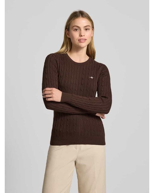 Gant Brown Strickpullover mit Zopfmuster