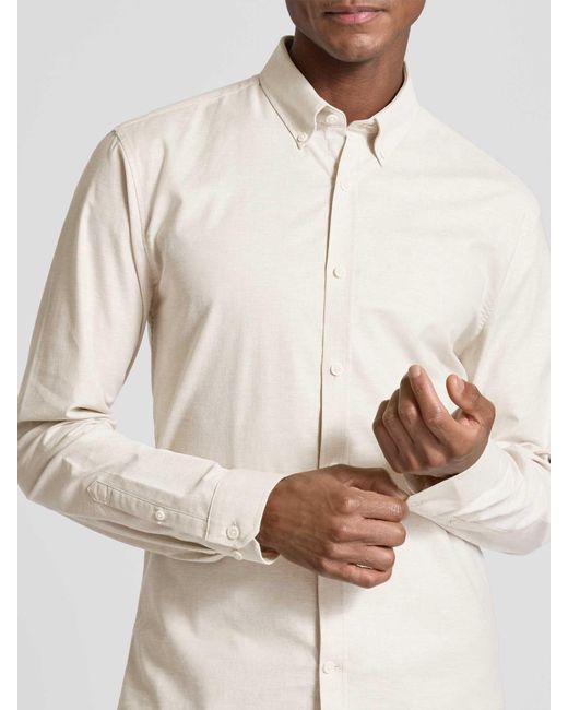 Lindbergh Slim Fit Vrijetijdsoverhemd Met Knoopsluiting in het Natural voor heren