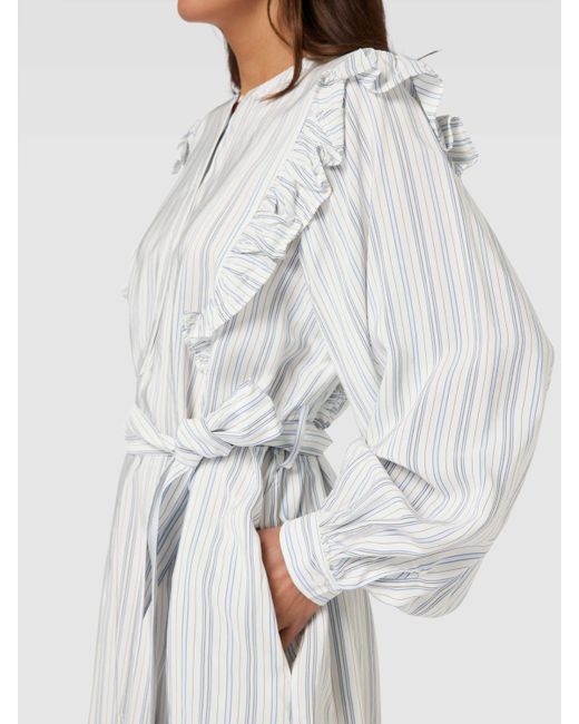 Tommy Hilfiger Blusenkleid mit Rüschen Modell 'VIS STRIPE SHORT FRILL' in  Weiß | Lyst DE