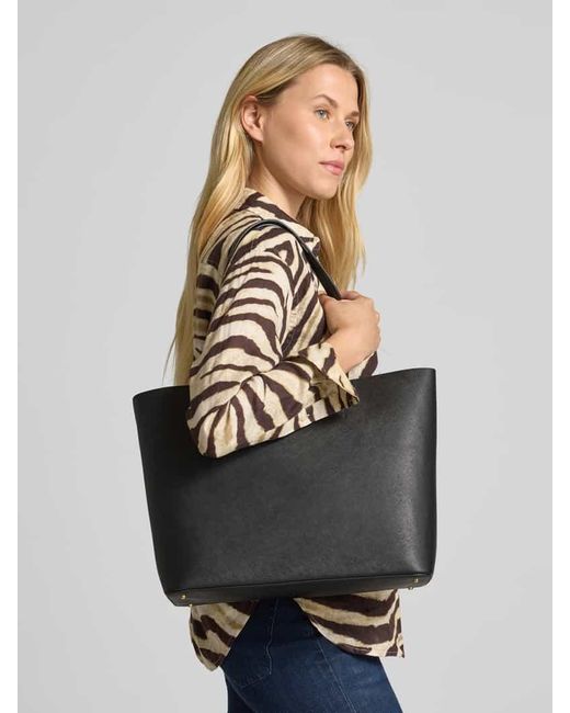Ralph Lauren Black Tote Bag aus Leder mit Label-Applikation Modell 'KARLY'