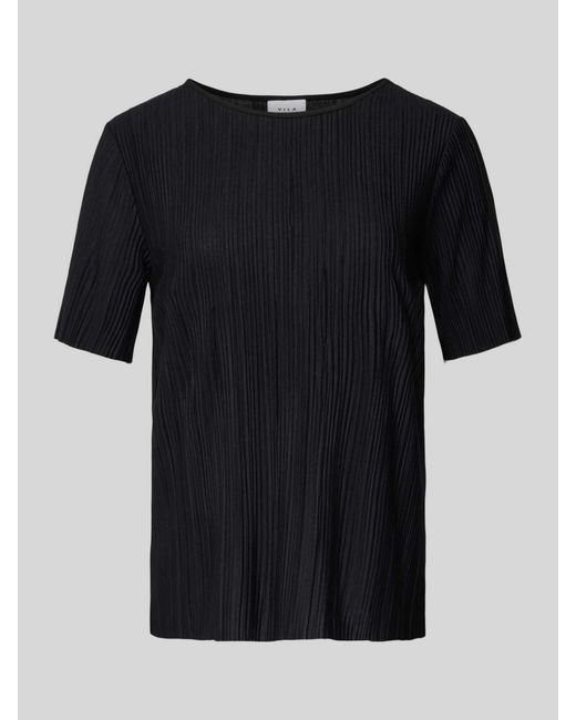 Vila Black T-Shirt mit Plisseefalten Modell 'PLISA'