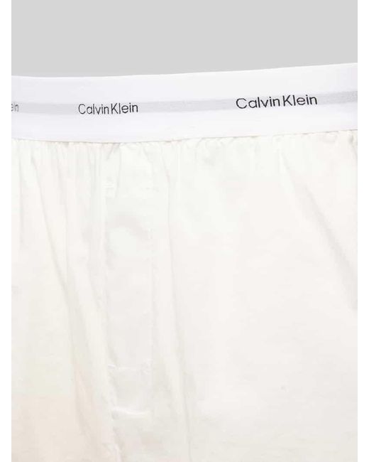 Calvin Klein White Relaxed Fit Pyjama-Shorts mit elastischem Label-Bund