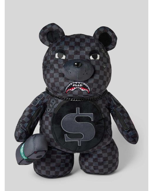 Sprayground Rucksack mit Motiv-Patches Modell 'CENSORED TEDDY BEAR' in Black für Herren