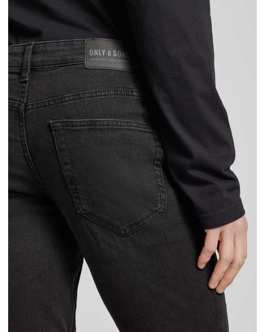 Only & Sons Regular Fit Jeansshorts im 5-Pocket-Design Modell 'PLY' in Black für Herren
