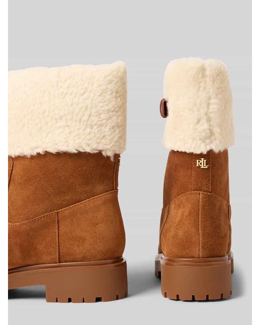 Ralph Lauren Brown Lederboots mit Teddyfutter Modell 'ALLYSON'
