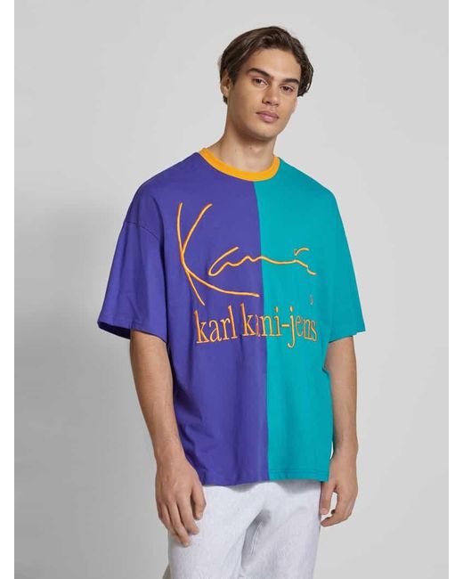 Karlkani Oversized T-Shirt mit Label-Stitching in Blue für Herren