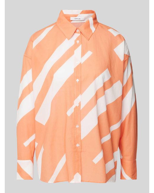 Opus Regular Fit Overhemdblouse Met Doorknoopsluiting in het Orange