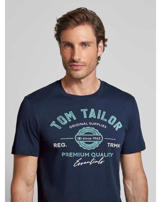 Tom Tailor T-Shirt mit Label-Print in Blue für Herren