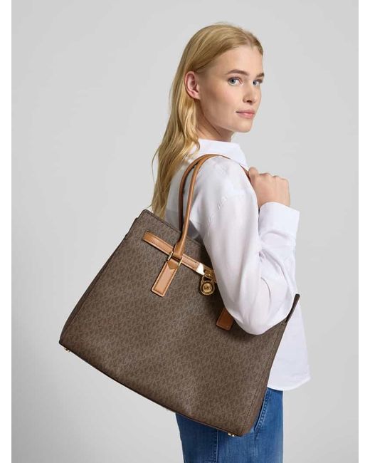 MICHAEL Michael Kors White Tote Bag mit Label-Anhänger Modell 'HAMILTON'