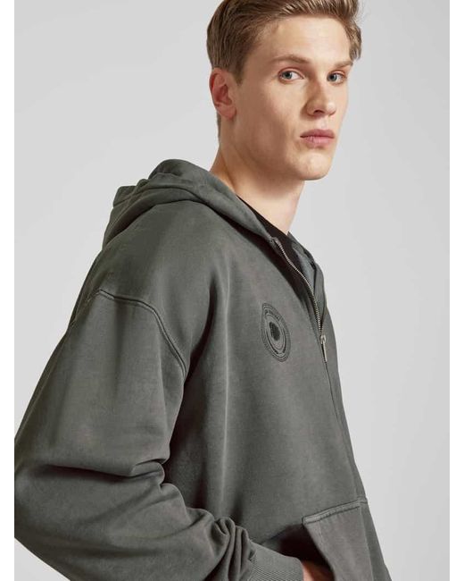PEGADOR Oversized Sweatjacke mit Label-Print Modell 'GORDAN' in Gray für Herren