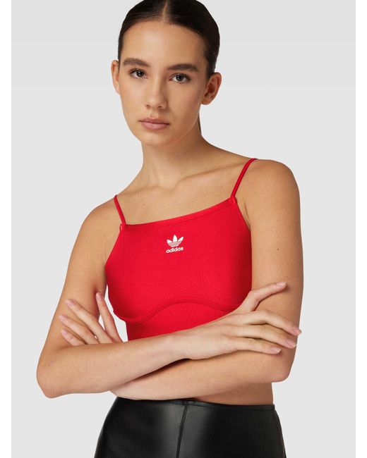 Adidas Originals Red Crop Top mit Spaghettiträger