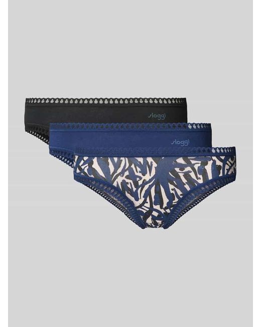 Sloggi Blue Slip mit Häkelspitze Modell 'GO Crush' im 3er-Pack