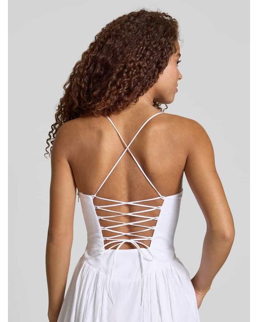 Bardot White Abendkleid mit Spaghettiträgern Modell 'ESTIE'