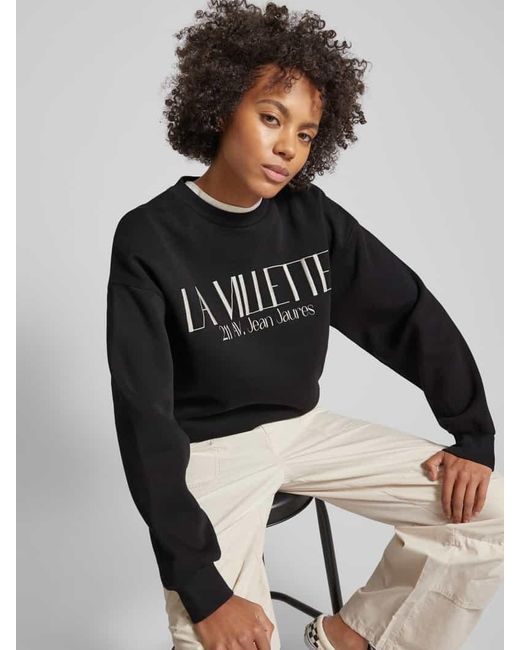 Gina Tricot Black Sweatshirt mit Statement-Print Modell 'Riley'