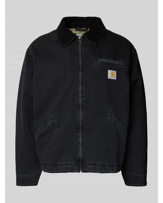 Carhartt Jeansjacke mit Umlegekragen und Reißverschluss Modell 'DETROIT' in Black für Herren