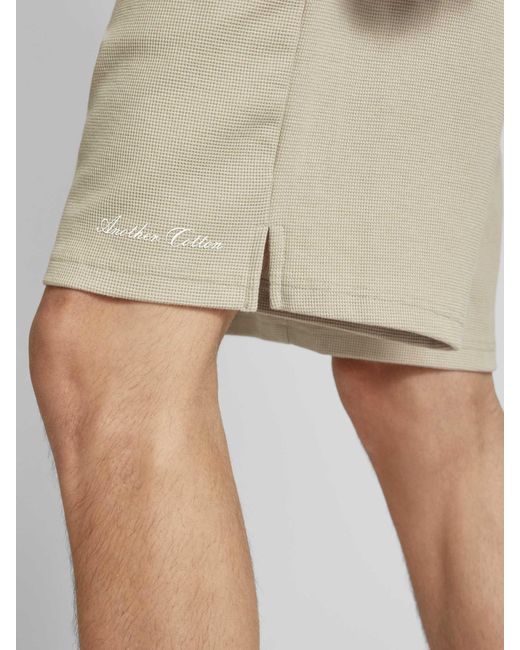 Another Cotton Lab Korte Relaxed Fit Broek Met Structuurmotief in het Natural voor heren