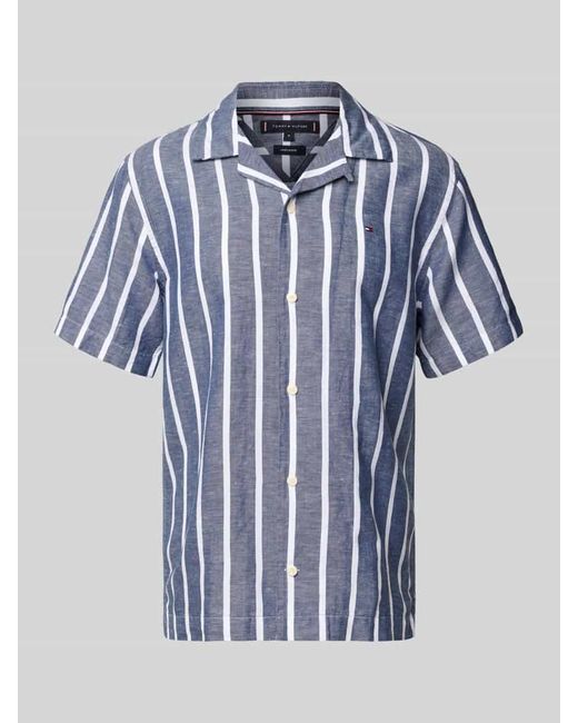 Tommy Hilfiger Regular Fit Freizeithemd aus Baumwoll-Leinen-Mix in Blue für Herren