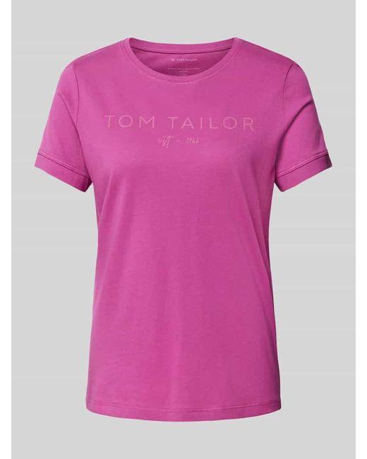 Tom Tailor Pink T-Shirt mit Label-Print