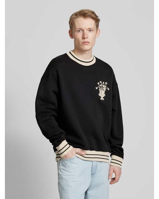 BLKVIS Strickpullover mit Motiv-Stitching Modell 'VASO' in Black für Herren