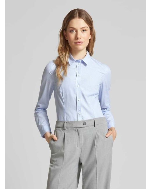 Christian Berg Women Blue Regular Fit Hemdbluse Mit Durchgehender Knopfleiste