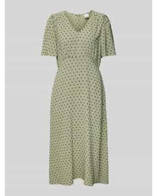 Ichi Midi-Jurk Met V-Hals, Model 'Zabby' in het Green