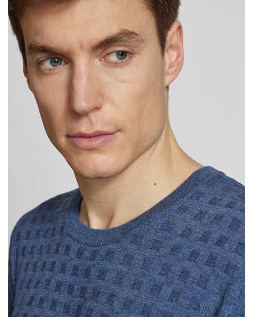 Maerz Gebreide Pullover Van Scheerwol in het Blue voor heren