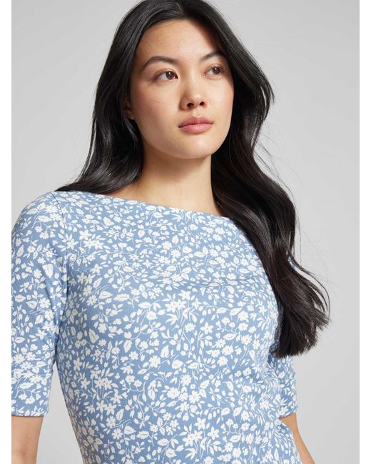 Lauren by Ralph Lauren Blue T-Shirt mit floralem Allover-Print Modell 'JUDY'