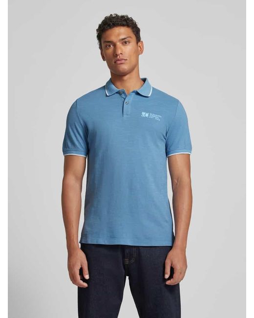 S.oliver Regular Fit Poloshirt mit Label-Print in Blue für Herren