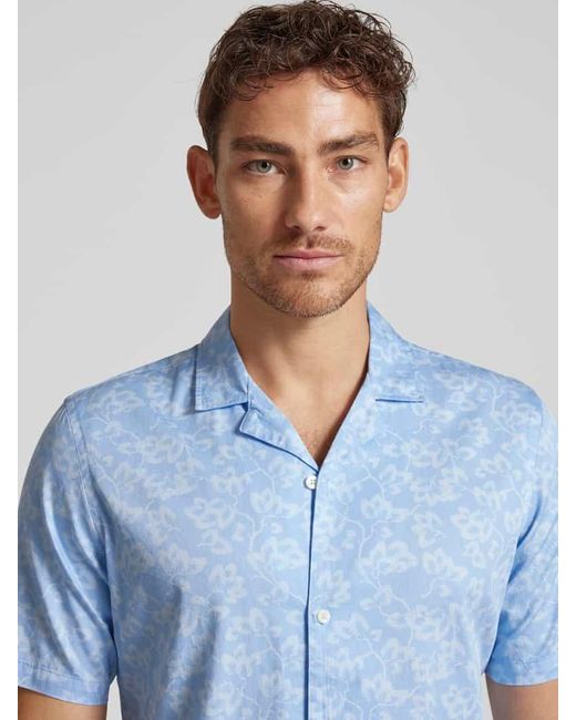 Casual Friday Regular Fit Freizeithemd Mit 1/2-Arm Modell 'Walker' in Blue für Herren