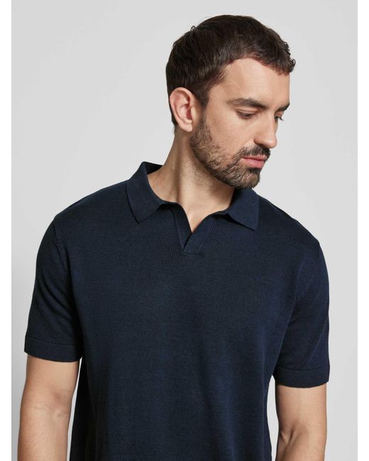SELECTED Poloshirt Met V-Hals, Model 'Mattis' in het Blue voor heren