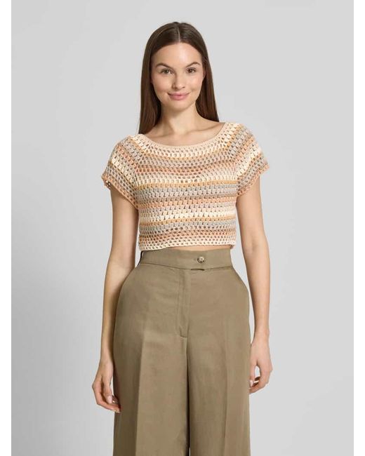 Apricot Natural Crop Top in Strick-Optik