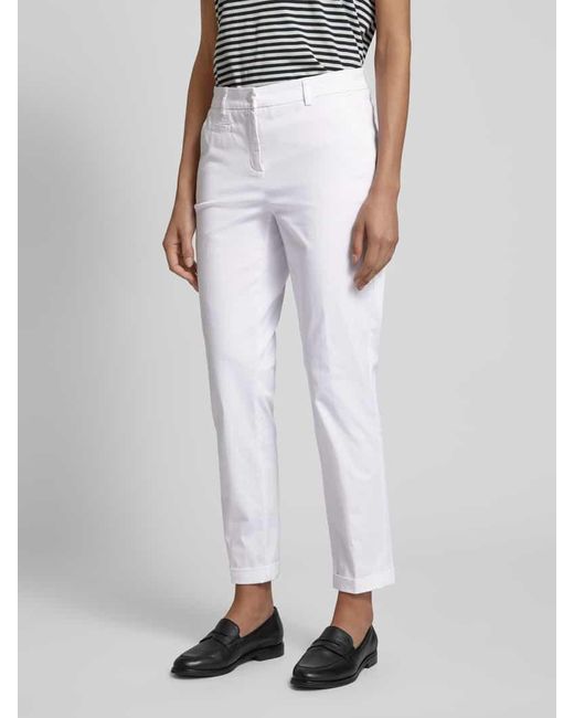 Cambio White Slim Fit Hose mit Knopfverschluss Modell 'STELLA'