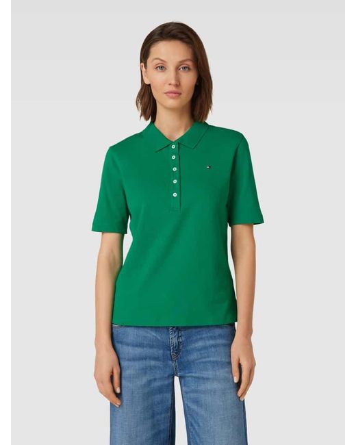 Tommy Hilfiger Green Poloshirt mit kurzer Knopfleiste