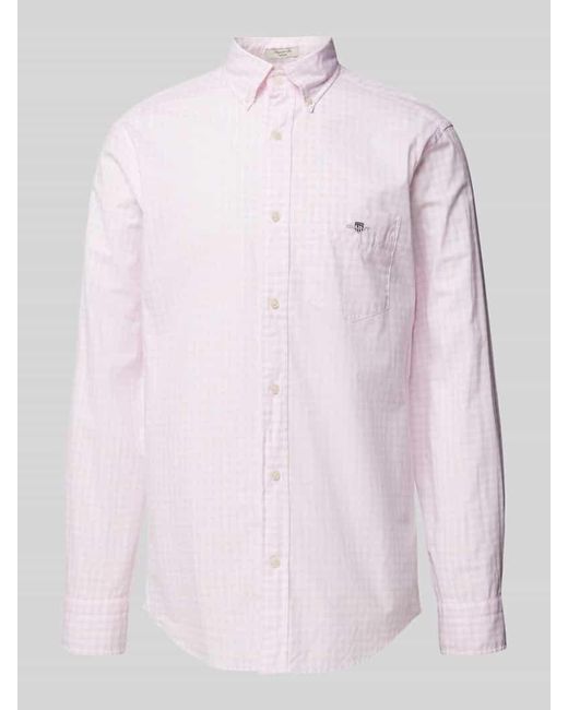 Gant Regular Fit Freizeithemd mit Vichy-Karo Modell 'POPLIN' in Pink für Herren