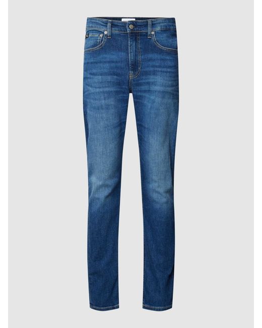Calvin Klein Slim Fit Jeans mit Label-Details in Blue für Herren