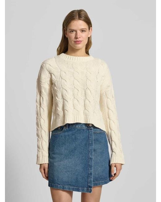 ONLY Natural Regular Fit Strickpullover mit Zopfmuster Modell 'ELLY'